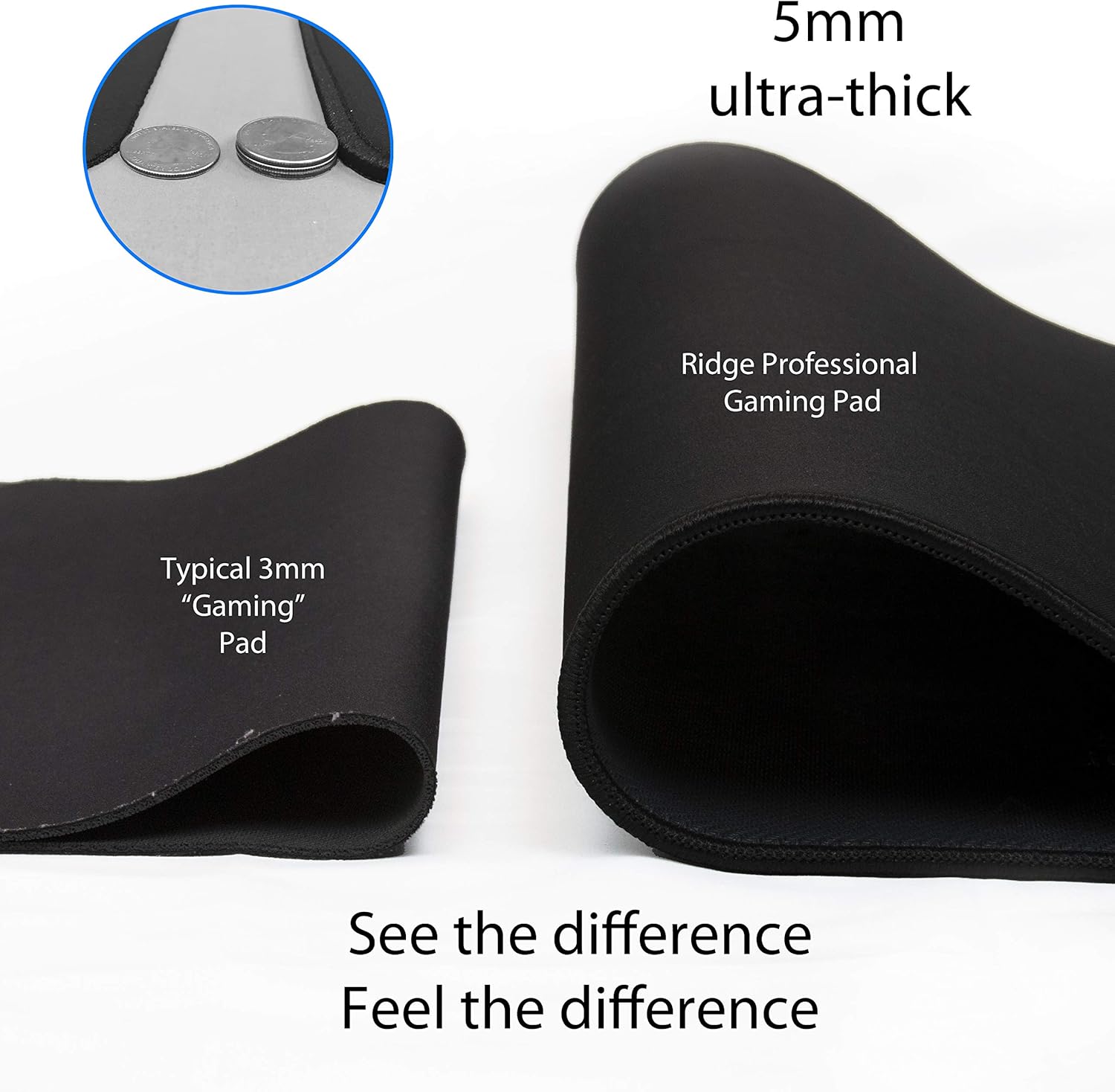 Gaming Mouse Pad (5mm) Massive 46 inch | 46x17.3x0.20 Extra Thick | Black | Stitched Edge, Large Washable Desk Mat