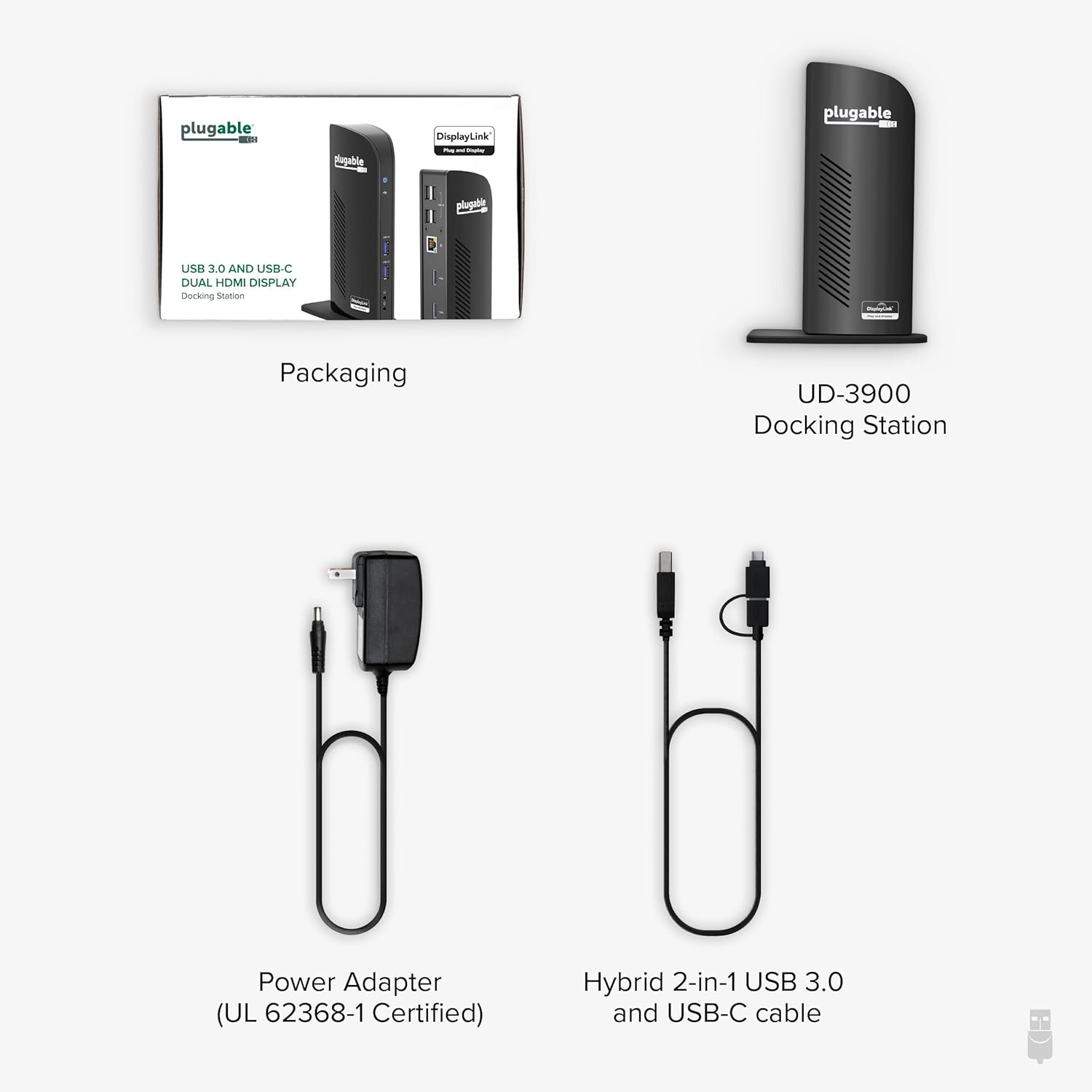 Plugable Universal Laptop Docking Station Dual HDMI Monitor for Windows and Mac (Driver Required), USB 3.0 or USB-C, 2X HDMI, Gigabit Ethernet, Audio, 6 USB Ports (UD-3900)