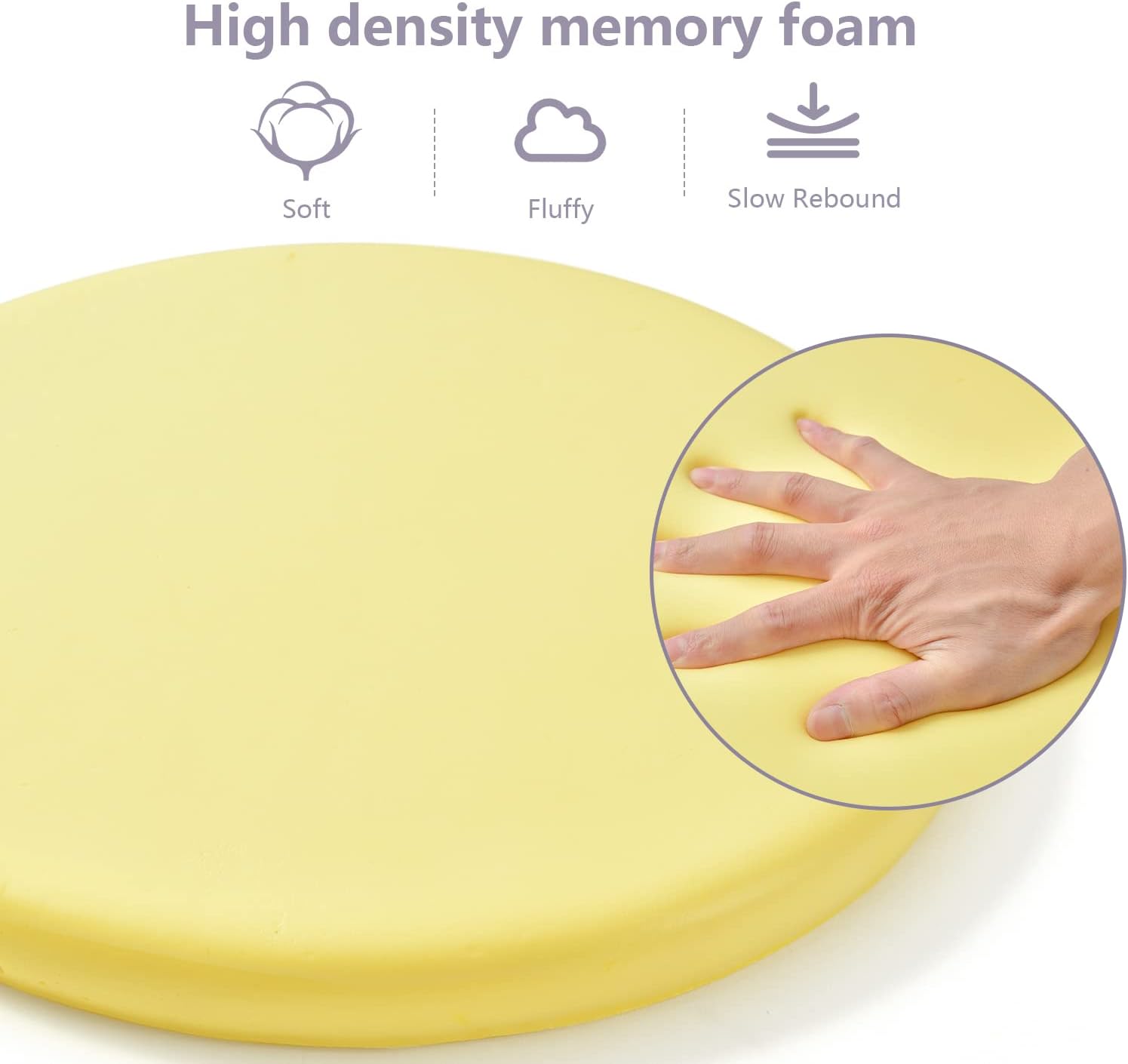 Round Memory Foam Chair Cushion Circle Bar Stool Pad Detachable Chair Seat Cushion with Removable Cover and Rubber Back Anti Slip Kitchen Dining Chair Pad 13 Inches Grey