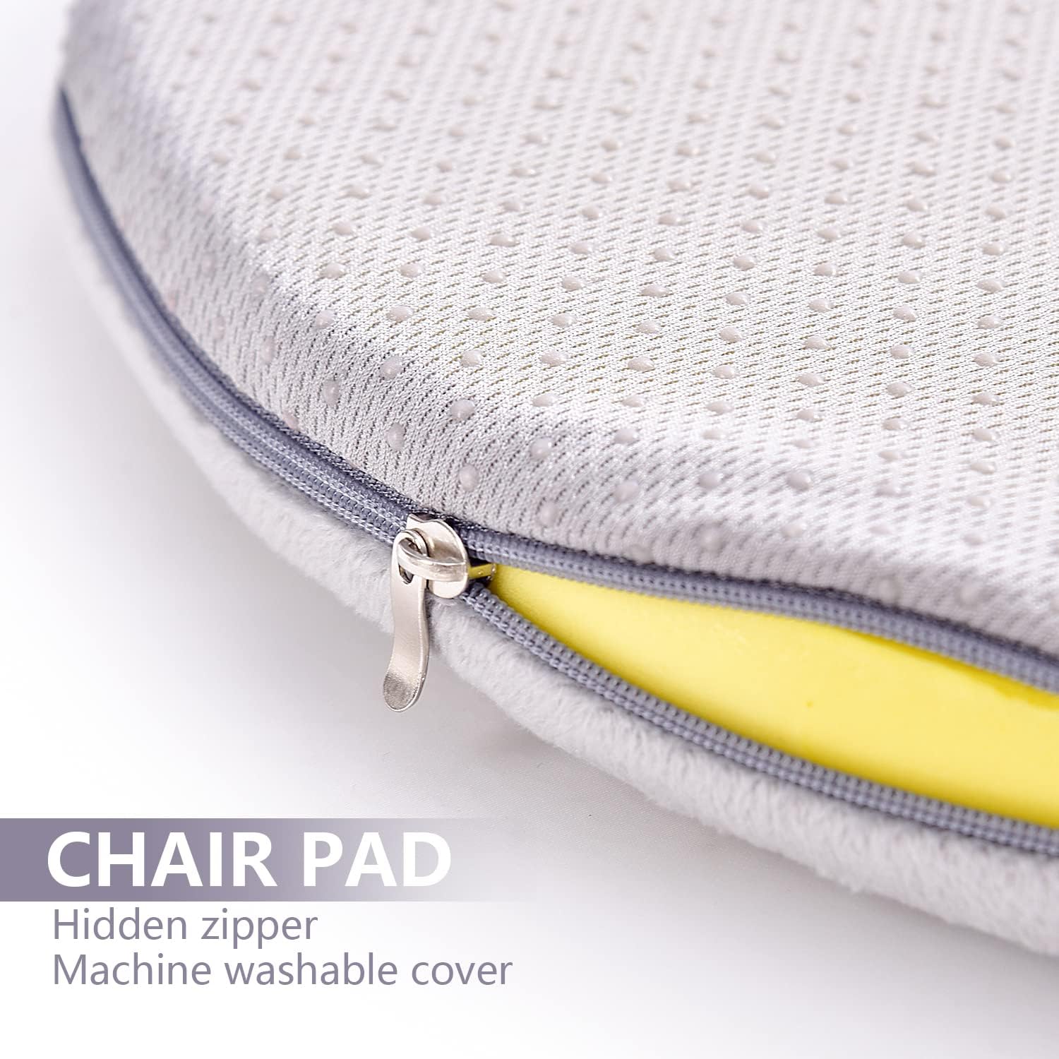 Round Memory Foam Chair Cushion Circle Bar Stool Pad Detachable Chair Seat Cushion with Removable Cover and Rubber Back Anti Slip Kitchen Dining Chair Pad 13 Inches Grey